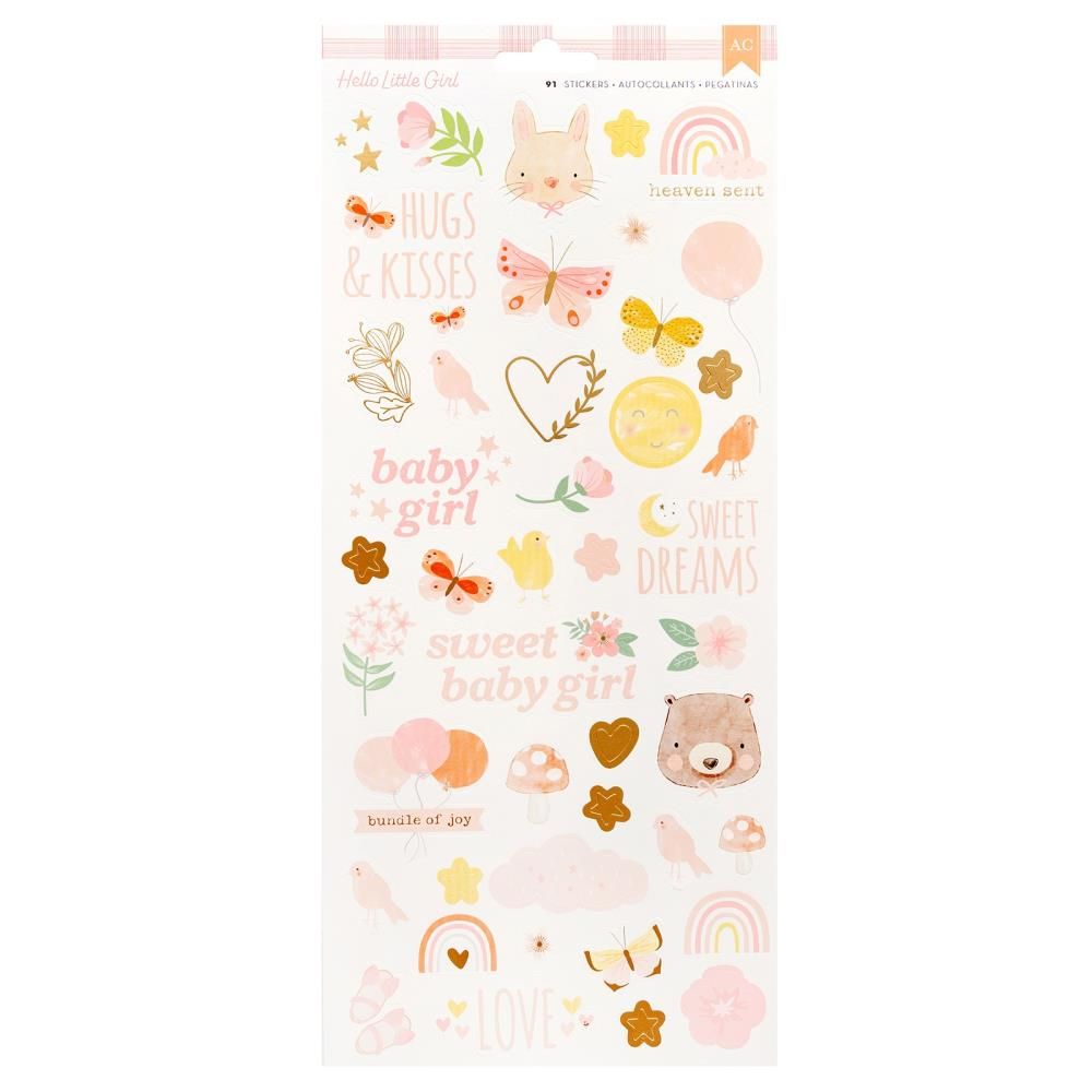 American Crafts - Stickers - Hello Little Girl