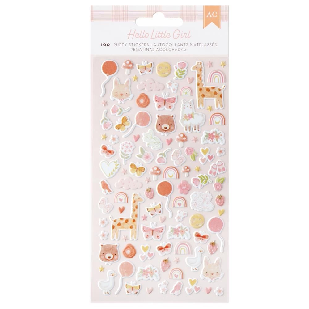 American Crafts - Puffy Stickers - Hello Little Girl