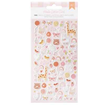 American Crafts - Puffy Stickers - Hello Little Girl