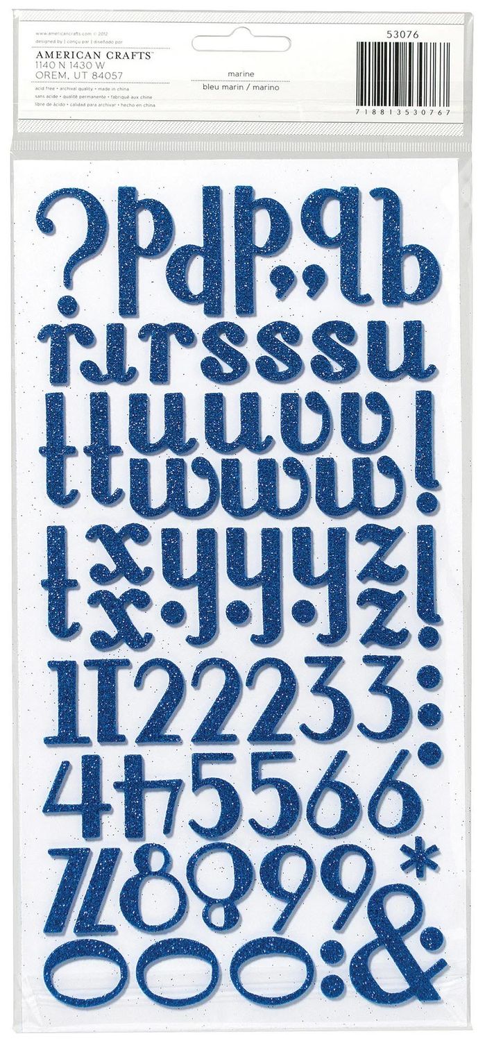 American Crafts - Thickers Alphabet Stickers - Glitter - Poolside
