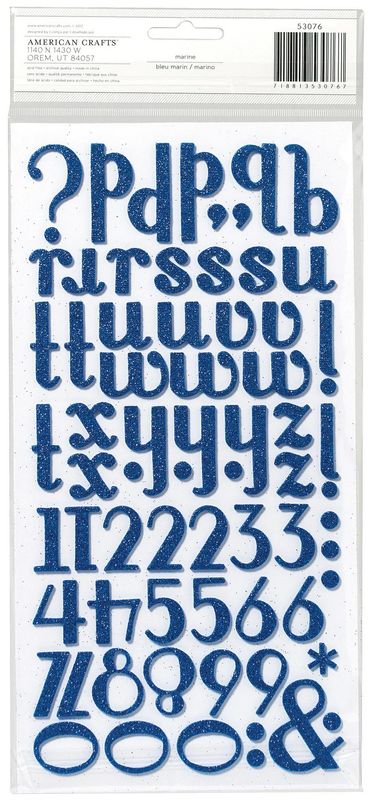 American Crafts - Thickers Alphabet Stickers - Glitter - Poolside