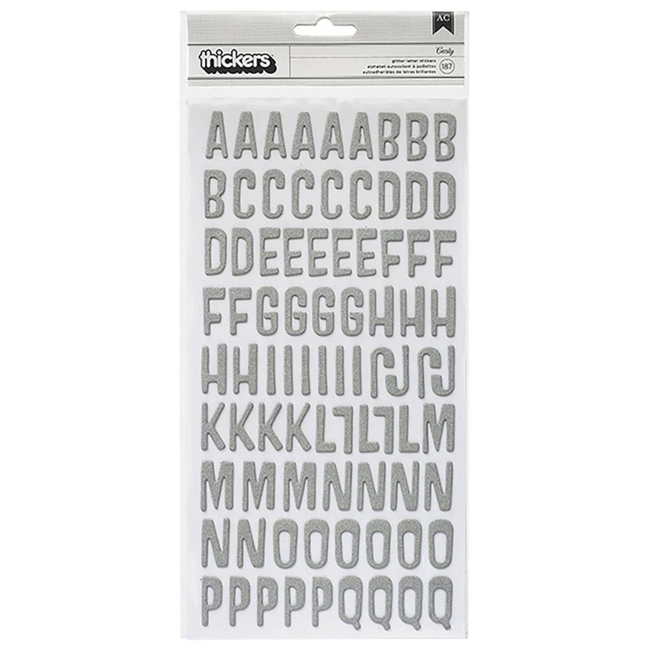 American Crafts - Thickers Alphabet Stickers - Glitter - Cecily