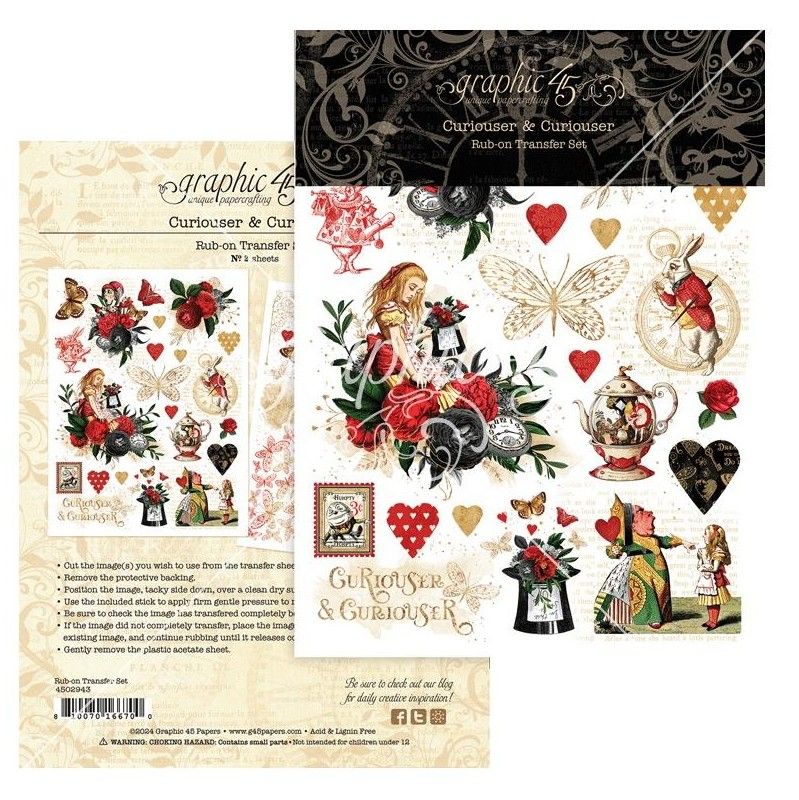 Graphic 45 - Curiouser and Curiouser - Rub-on-Transfer Set