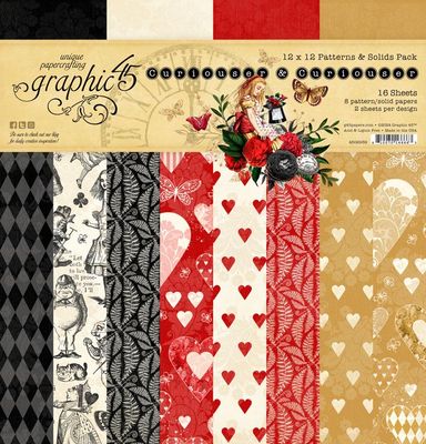 Graphic 45 - Curiouser and Curiouser - 12&quot;x12&quot; Pattern &amp; Solid Paper Pack