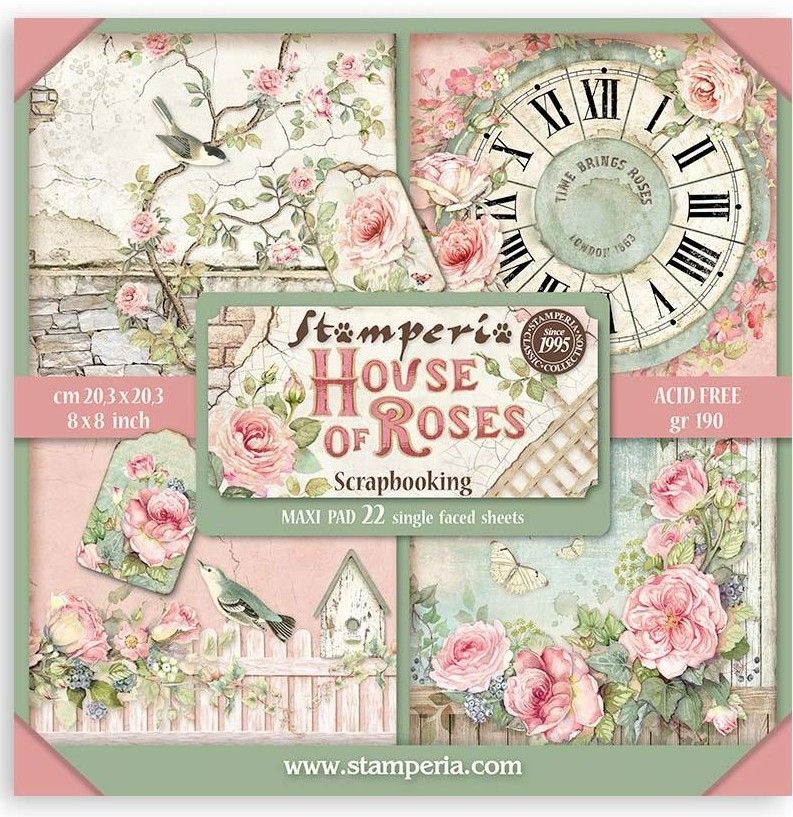 Stamperia - House of Roses - 8&quot;x8&quot; Single-sided Paper Pad