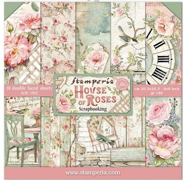 Stamperia - House of Roses - 8&quot;x8&quot; Double-sided Paper Pad