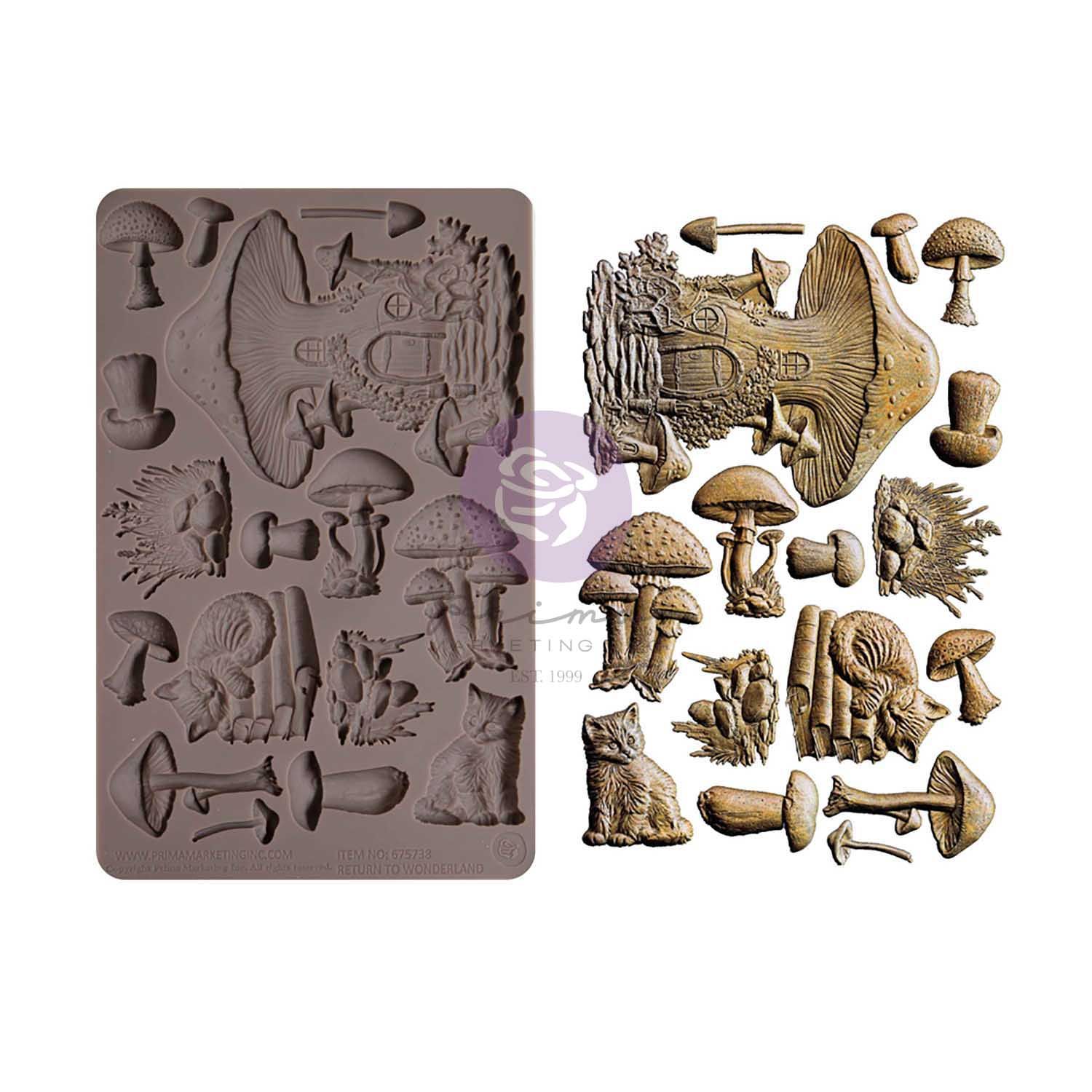 Prima Marketing - 5&quot;x10&quot; Silicone Mould - Return to Wonderland - Fairyland Fungi