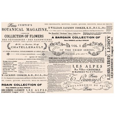 Prima Market - Re-Design - Decoupage Tissue Paper - 19&quot;x30&quot; - Floral Text