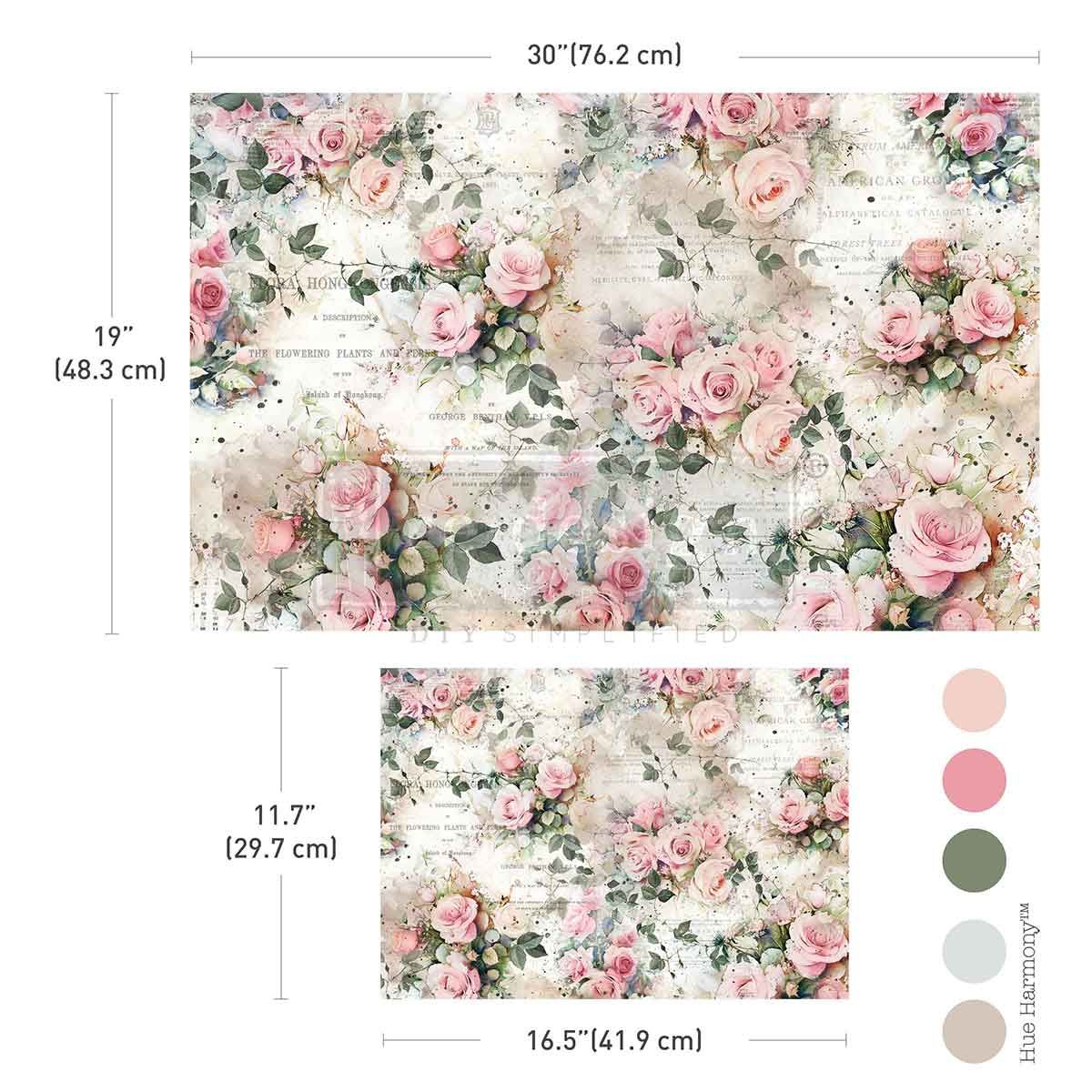 Prima Market - Re-Design - Decoupage Fiber Paper Set - 2 Sheets - Rosy Reverie
