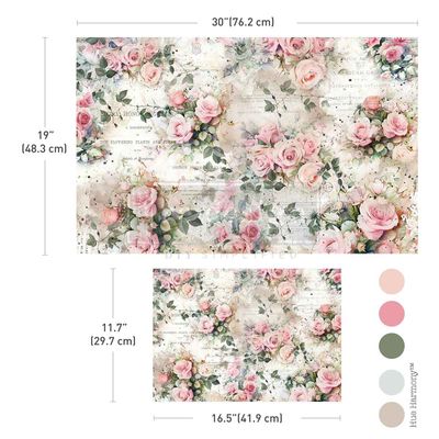 Prima Market - Re-Design - Decoupage Fiber Paper Set - 2 Sheets - Rosy Reverie