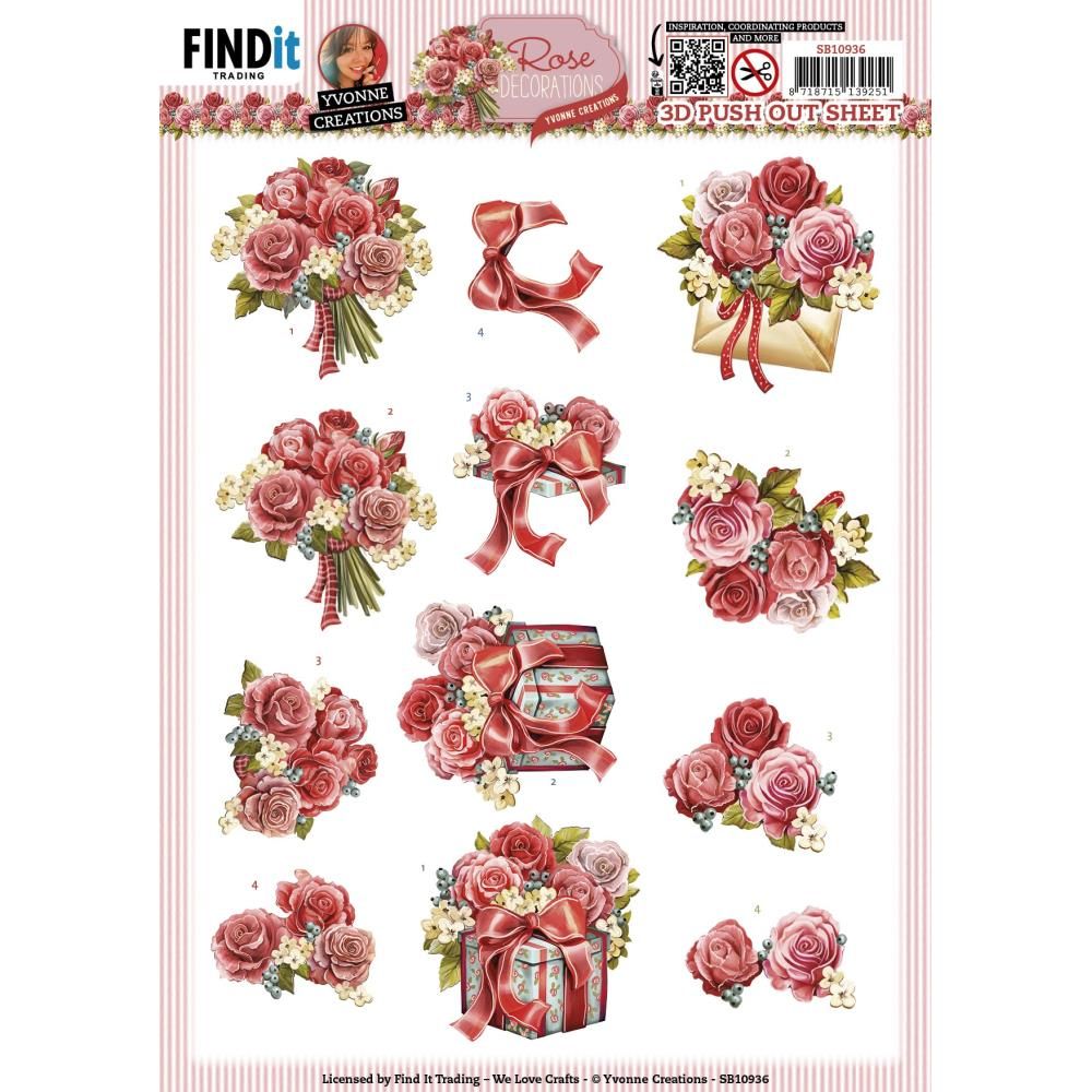 Find It Trading - 3D Paper Tole Sheets - Rose Decorations - Bouquet