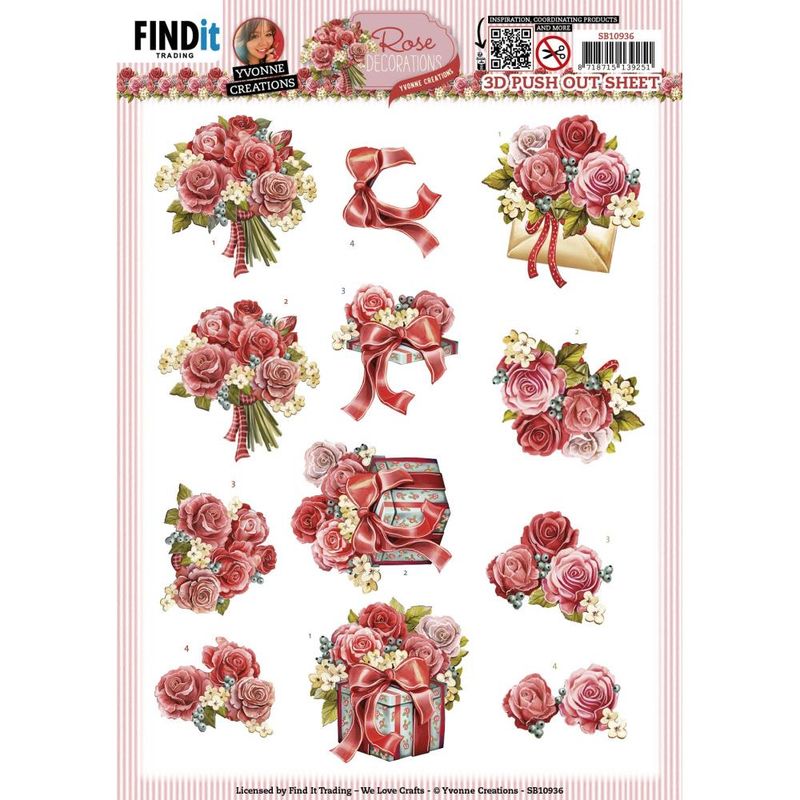 Find It Trading - 3D Paper Tole Sheets - Rose Decorations - Bouquet