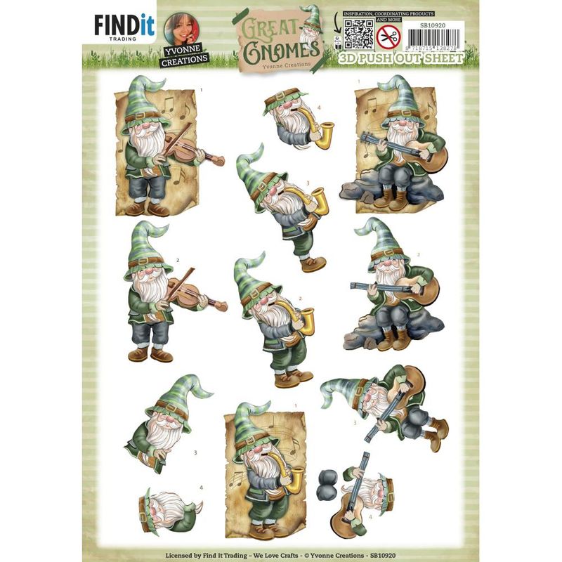 Find It Trading - 3D Paper Tole Sheets - Great Gnomes - Music