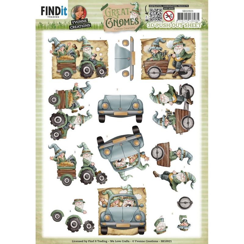 Find It Trading - 3D Paper Tole Sheets - Great Gnomes - Driving