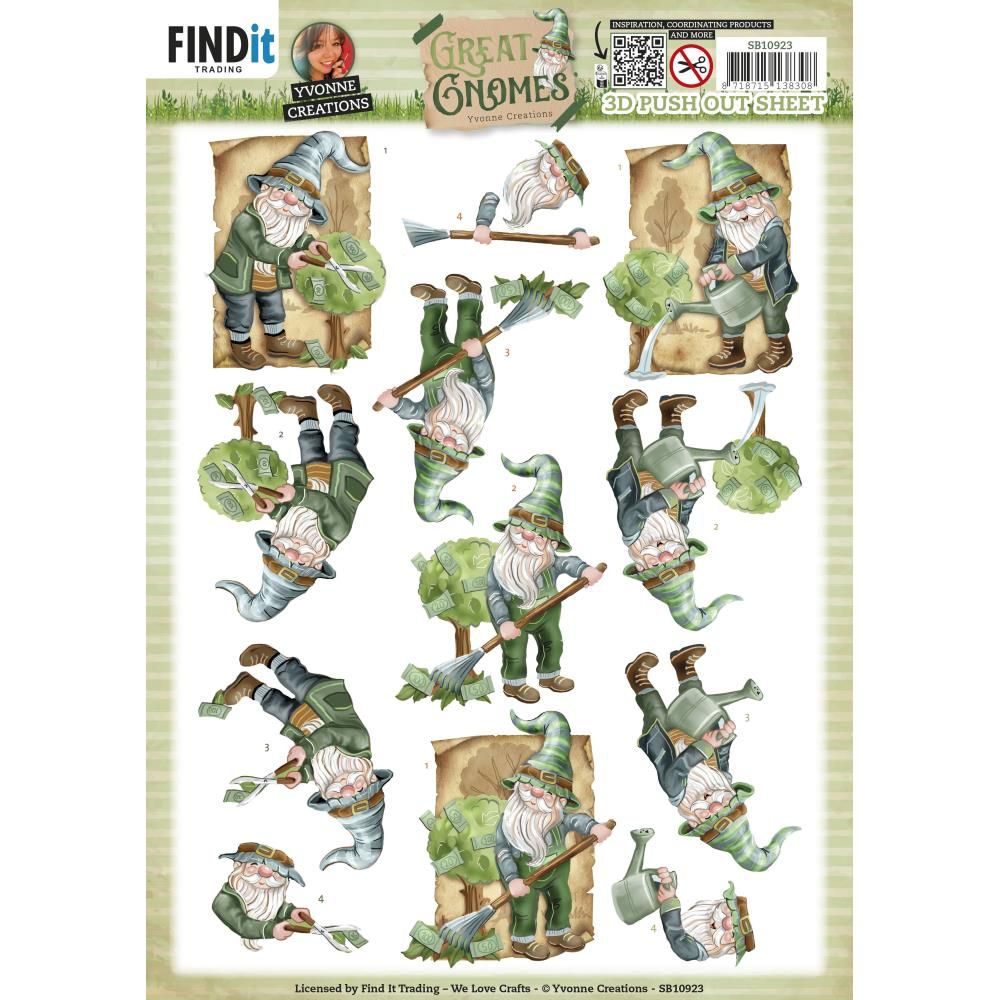 Find It Trading - 3D Paper Tole Sheets - Great Gnomes - Garden