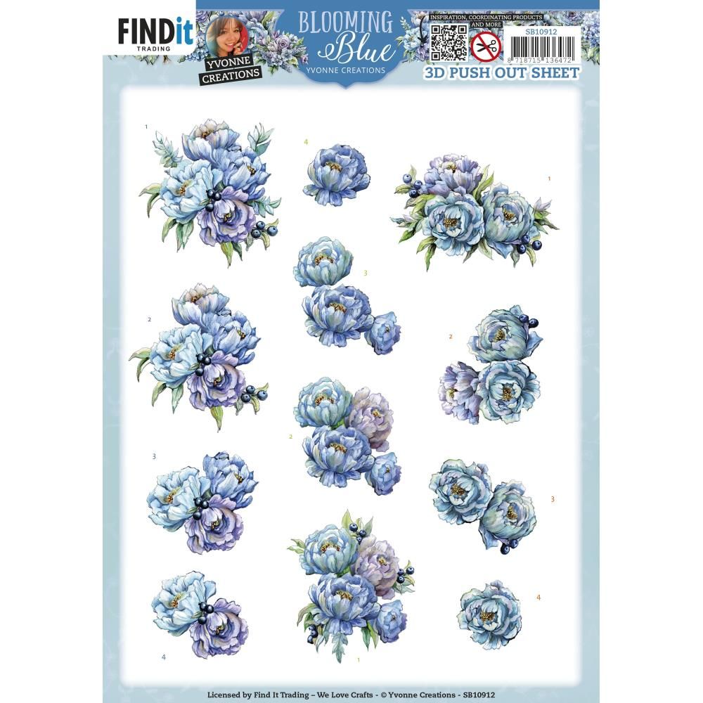 Find It Trading - 3D Paper Tole Sheets - Blooming Blue - Blueberry