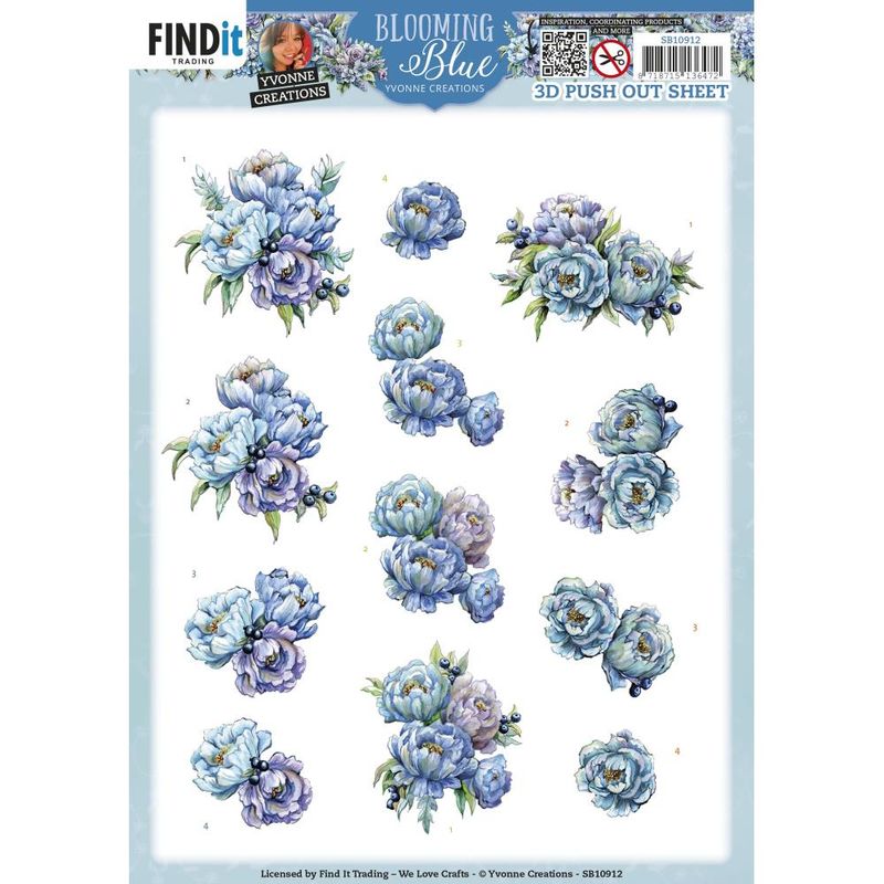 Find It Trading - 3D Paper Tole Sheets - Blooming Blue - Blueberry