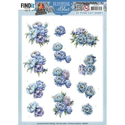 Find It Trading - 3D Paper Tole Sheets - Blooming Blue - Blueberry