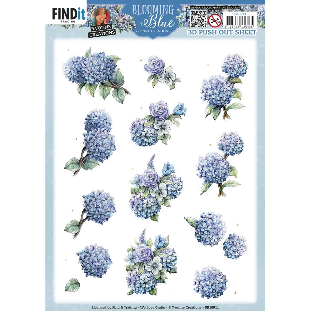 Find It Trading - 3D Paper Tole Sheets - Blooming Blue - Hydrangea