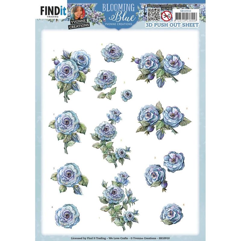 Find It Trading - 3D Paper Tole Sheets - Blooming Blue - Rosehip
