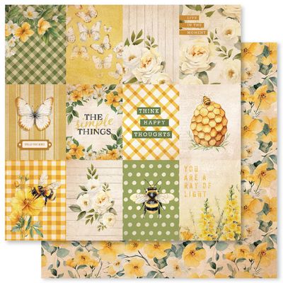 Paper Rose - 12&quot;x12&quot; Double-sided Paper - Bees and Butterflies - C