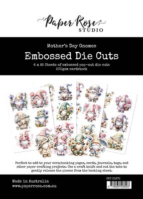 Paper Rose - Embossed Die Cuts - Mother&#39;s Day Gnomes