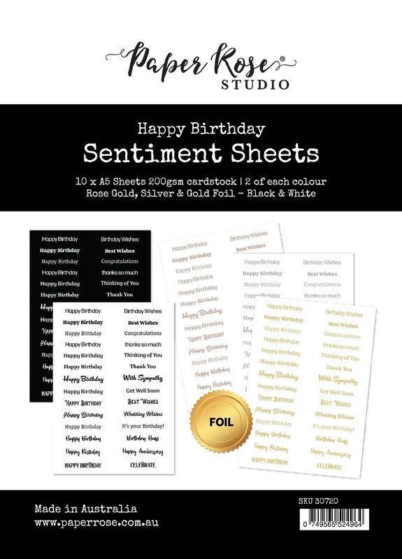 Paper Rose - Foiled Sentiments Sticker Sheets - Happy Birthday
