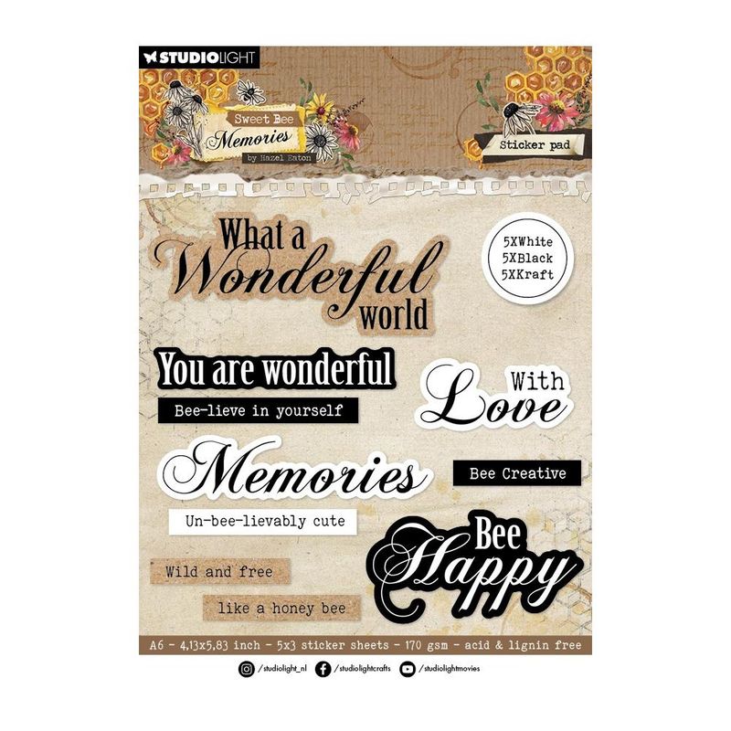 Studio Light - Sweet Bee Memories - Sticker Pad - Sentiments