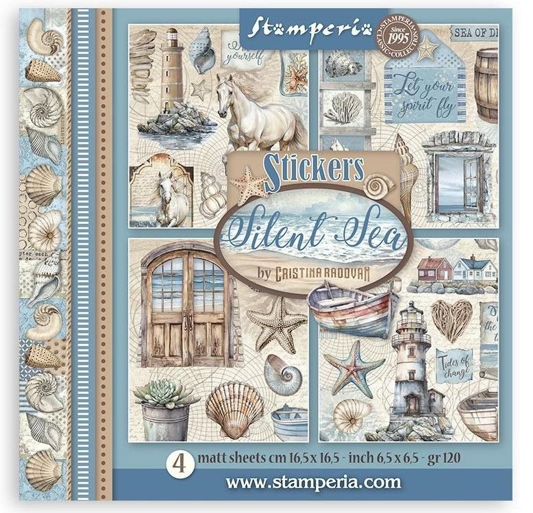 Stamperia - Silent Sea - 6.5&quot;x6.5&quot; Sticker Sheets - 4 Sheets