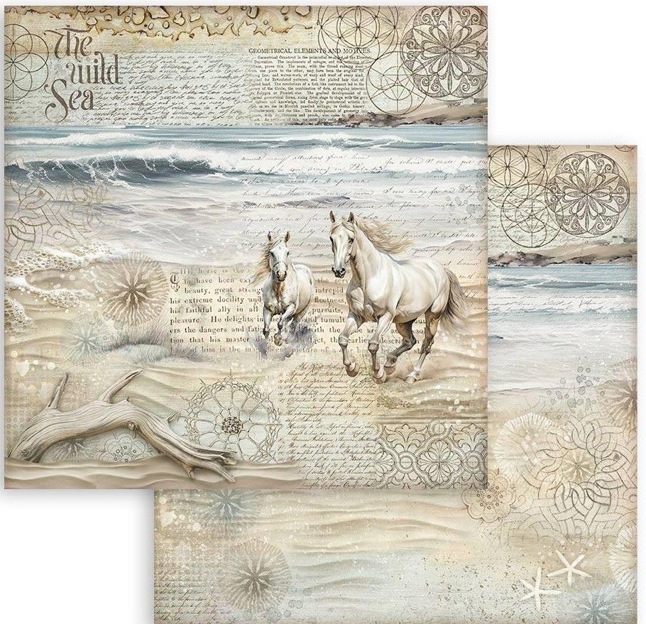 Stamperia - Silent Sea - 12&quot;x12&quot; Double-sided Paper Sheet - Horses