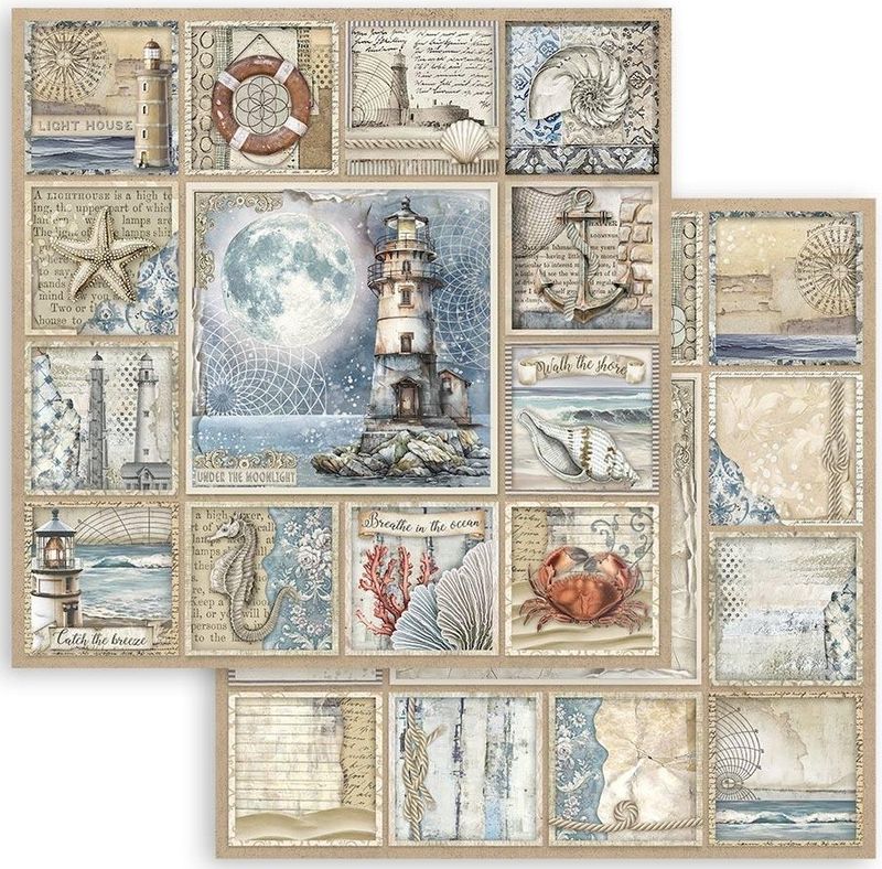 Stamperia - Silent Sea - 12&quot;x12&quot; Double-sided Paper Sheet - Lighthouse