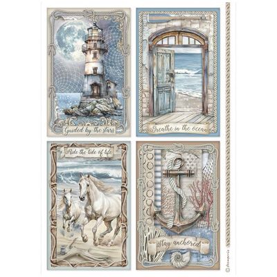 Stamperia - Silent Sea - A4 Rice Paper - 4 Cards