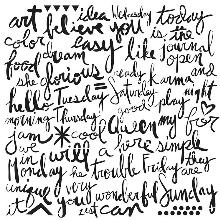 The Crafters Workshop - 6&quot;x6&quot; Stencil - Script Words