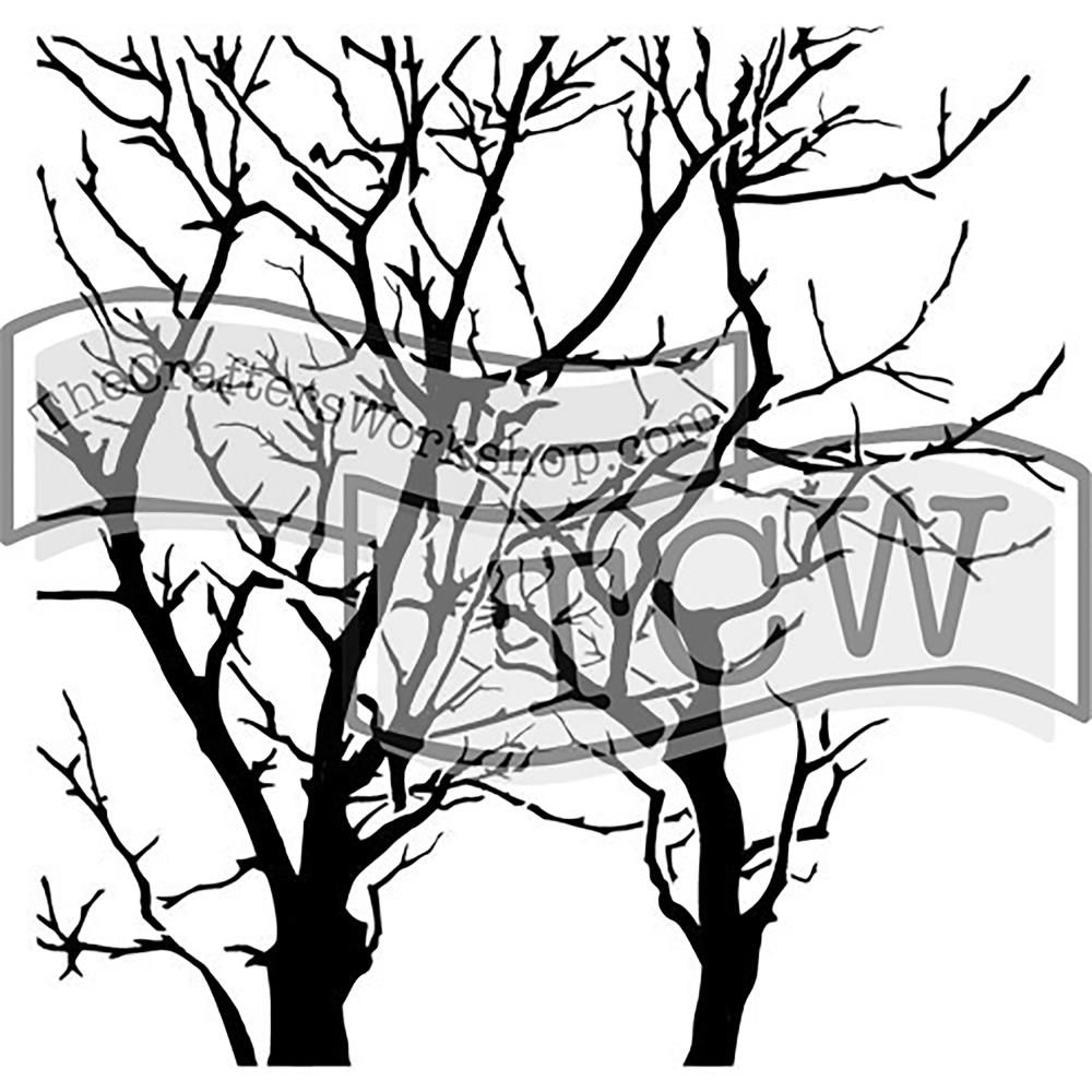 The Crafters Workshop - 6&quot;x6&quot; Stencil - Mini Reversed Branches