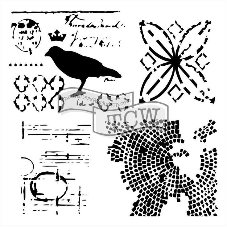 The Crafters Workshop - 6&quot;x6&quot; Stencil - Mini Raven mosaic 