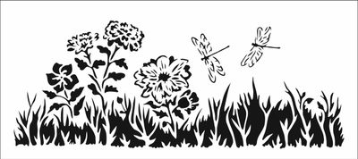 The Crafters Workshop - 4&quot;x9&quot; Slimline Stencil - Meadow