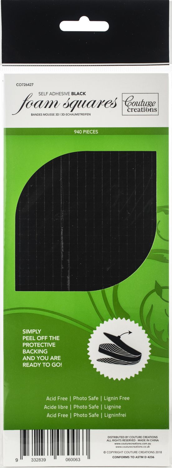 Couture Creations - Self Adhesive Foam Squares - 2mm - Black