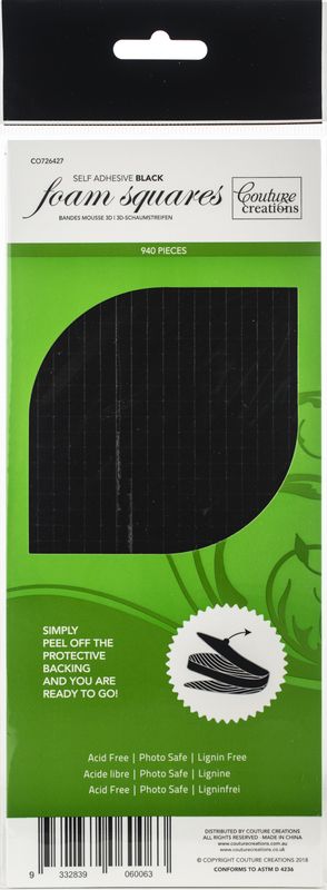 Couture Creations - Self Adhesive Foam Squares - 2mm - Black