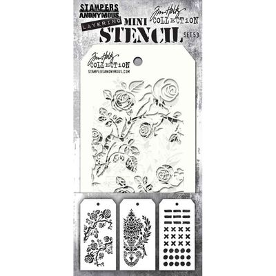 Stampers Anonymous - Tim Holtz - Mini Stencil Set - #53