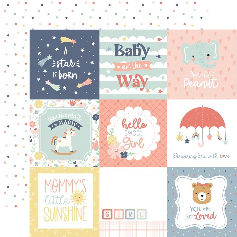 Echo Park - Baby On Board - It&#39;s a Girl - 12&quot;x12&quot; Double-sided paper - 4&quot;x4&quot; Journaling Cards
