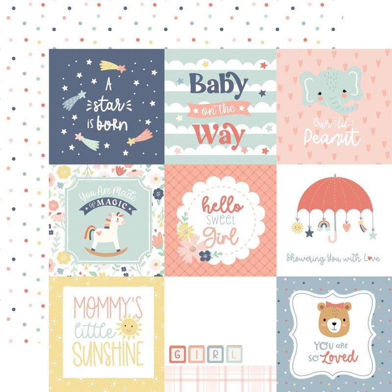 Echo Park - Baby On Board - It&#39;s a Girl - 12&quot;x12&quot; Double-sided paper - 4&quot;x4&quot; Journaling Cards