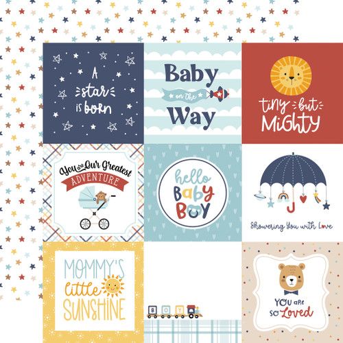 Echo Park - Baby On Board - It&#39;s a Boy - 12&quot;x12&quot; Double-sided paper - 4&quot;x4&quot; Journaling Cards