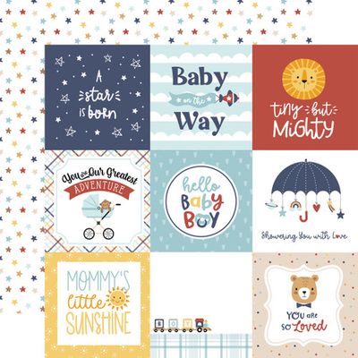 Echo Park - Baby On Board - It&#39;s a Boy - 12&quot;x12&quot; Double-sided paper - 4&quot;x4&quot; Journaling Cards