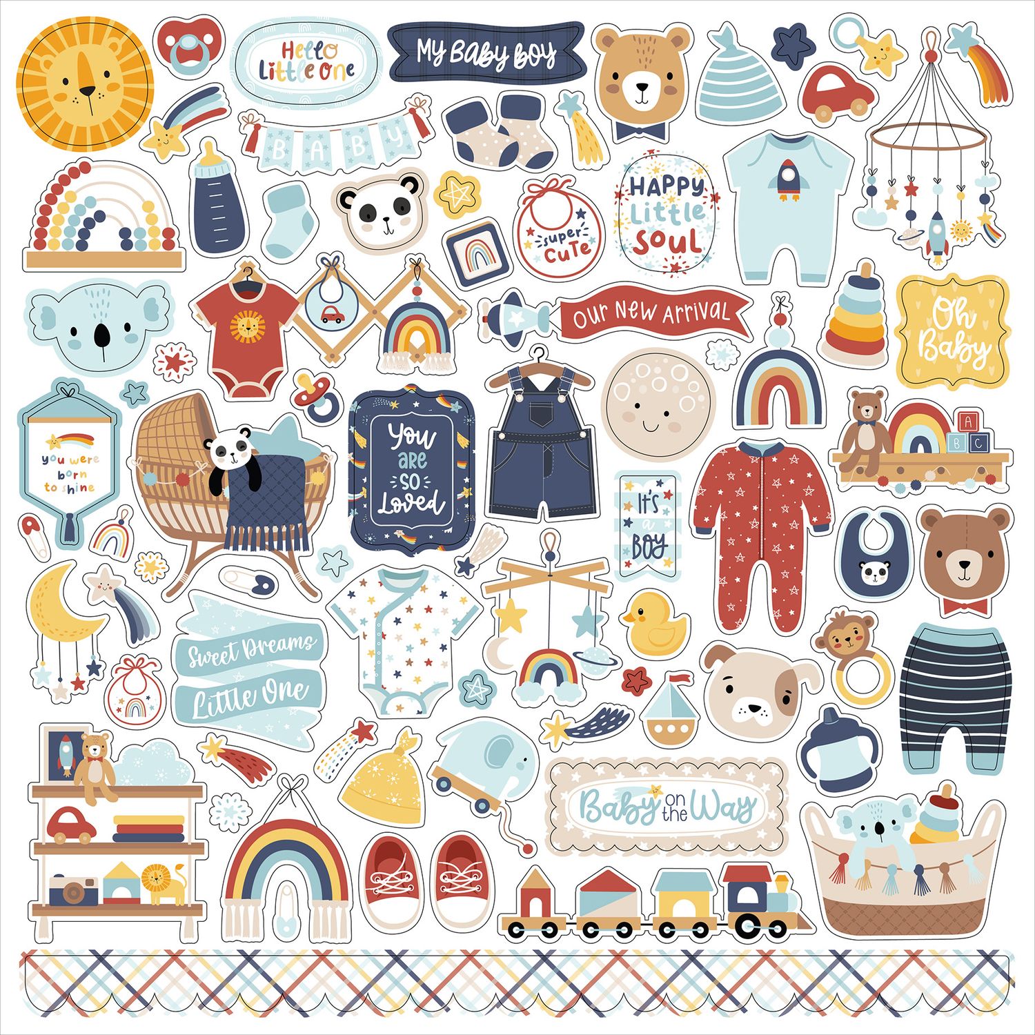 Echo Park - Baby On Board - It&#39;s a Boy - 12&quot;x12&quot; Sticker Sheet