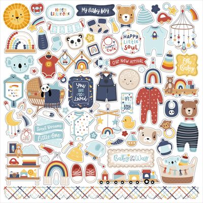 Echo Park - Baby On Board - It&#39;s a Boy - 12&quot;x12&quot; Sticker Sheet