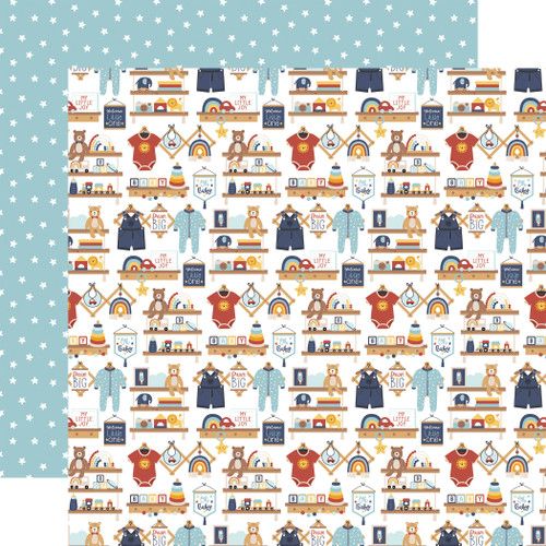 Echo Park - Baby On Board - It&#39;s a Boy - 12&quot;x12&quot; Double-sided paper - Baby Boy Nursery
