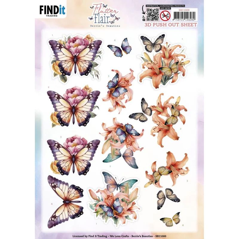Find it Trading - 3D Paper Tole Sheets - Flutter Flair - Orange Flutters
