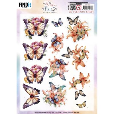 Find it Trading - 3D Paper Tole Sheets - Flutter Flair - Orange Flutters