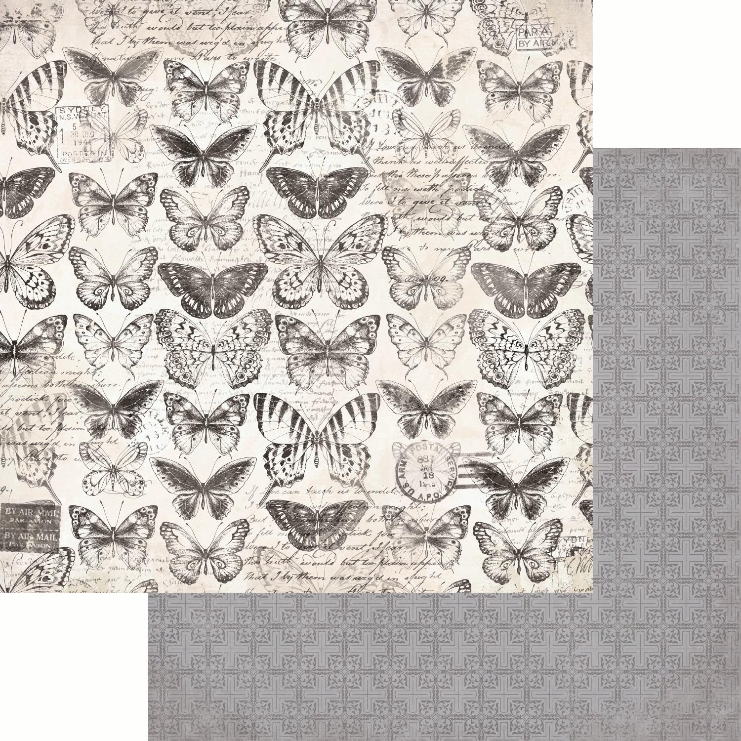 Kaisercraft - Pen &amp; Ink - 12&quot;x12&quot; Double-sided Paper Sheet - Etchings