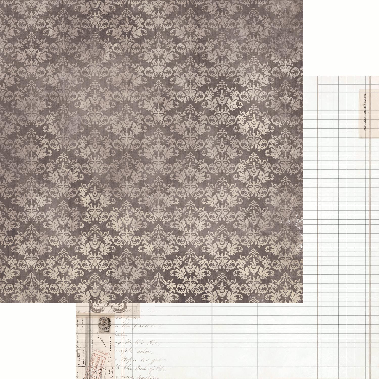 Kaisercraft - Pen &amp; Ink - 12&quot;x12&quot; Double-sided Paper Sheet - Wallpaper